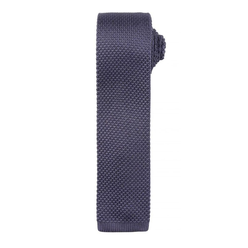 Premier Mens Slim Textured Knit Effect Tie / Steel